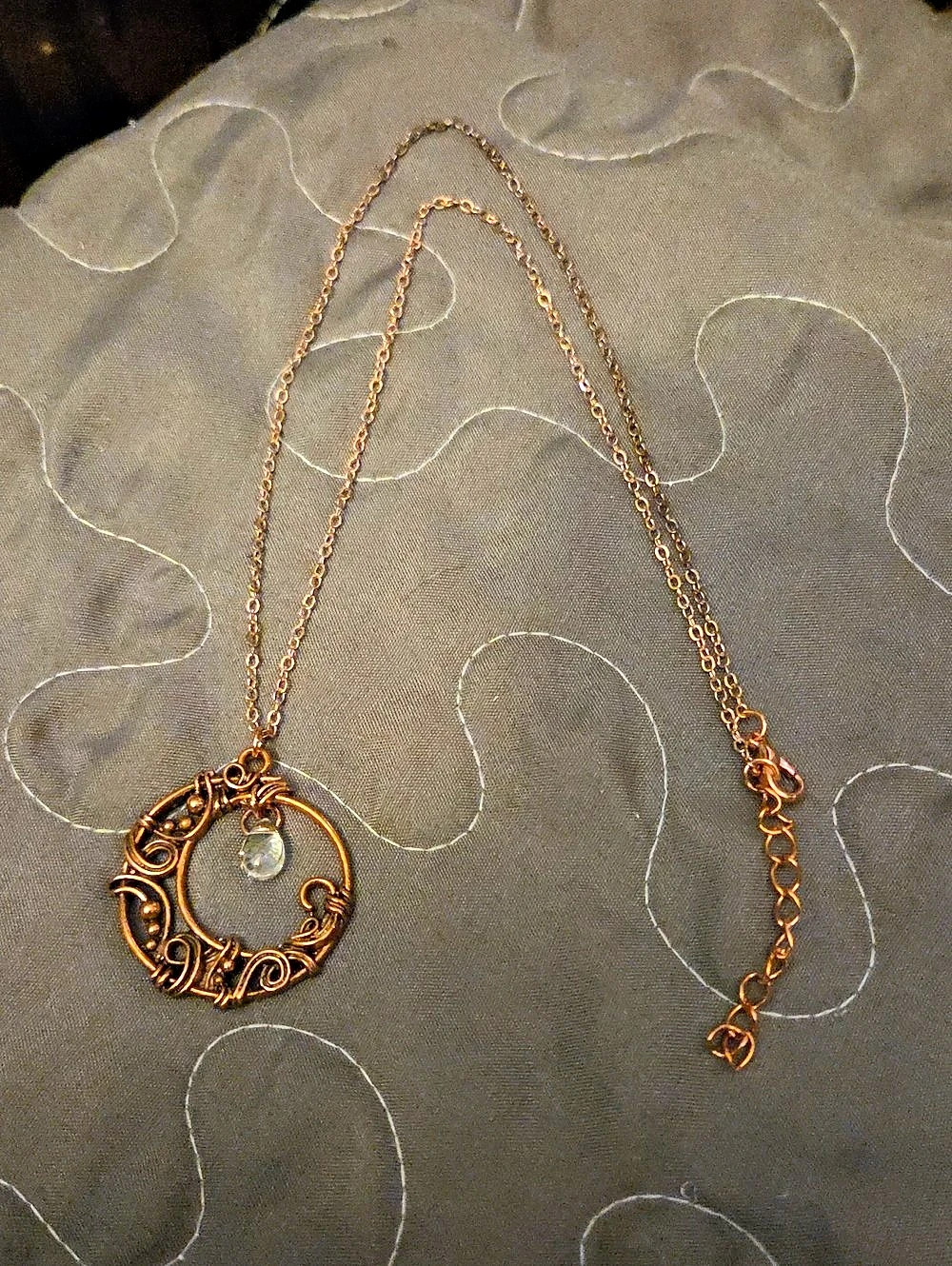 Ornate Pendant Necklace in RoseGold Tone